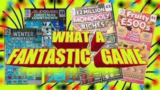 FANTASTIC SCRATCHCARD GAME"FESTIVE £500"..MONOPOLY..£100 LOADED..WONDERLINES..5X CASH..WIN £50..