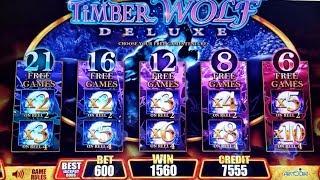 Timber Wolf Deluxe $6 Max Bet Bonus & Retrigger | Wild Leprecoins  Super FREE GAMES Won | WW 2 Slot