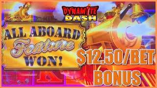HIGH LIMIT All Aboard  Dynamite Dash $12.50 Bonus Round Slot Machine Casino