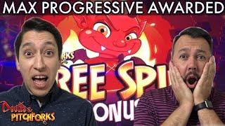 MAX Progressive WON on our FIRST time playing Devil's & Pitchforks Slot!