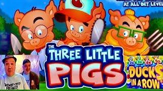 THE THREE LITTLE PIGS  DUCKS IN A ROW SLOT! MAX BET!CASINO GAMBLING!