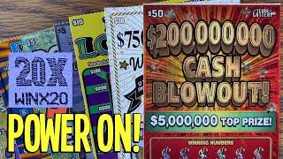 Power ON!  $50 Cash Blowout! + $30 Winner's Circle  $140 TEXAS LOTTERY Scratch Offs