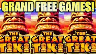 GRAND FREE GAMES!! WOW! THE GREAT TIKI Slot Machine Bonus (ARUZE)