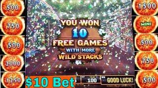 ULTIMATE FIRE LINK Slot Machine  BIG WIN  - $10 Max Bet Bonus HUGE WIN | Live Slot Play