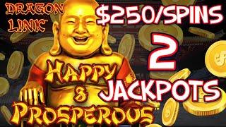 HIGH LIMIT Dragon Link Happy Prosperous  (2) HANDPAY JACKPOTS ~ $250 Bonus Round Slot Machine Casino