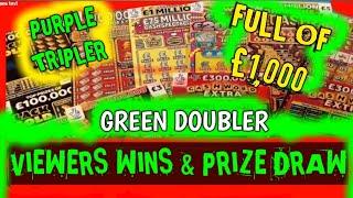 SCRATCHCARDS.WE SCRATCH."FULL £1,000s.TRIPLER".GREEN DOUBLER..THE DRAW..& SHOW WHAT THE VIEWERS WON