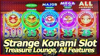 Treasure Lounge Slot - Live Play, All Features and Wheel Bonuses in Strange Konami slot