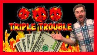 Triple The Trouble TRIPLE THE FUN! BIG WINNING On Triple Trouble Slot Machine Bonus With SDGuy1234!