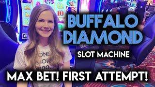 First Try on New Buffalo Diamond Slot Machine! Can I Get The Bonus?