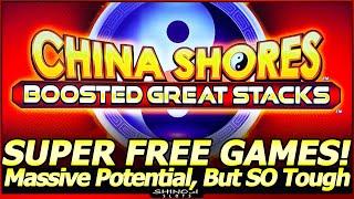 China Shores Boosted Great Stacks Slot Machine - Super Free Games and Nice Line Hit, But SO TOUGH!