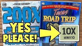 YES Please! 10X!  Texas Road Trip + $20 200X  TEXAS LOTTERY Scratch Off Tickets