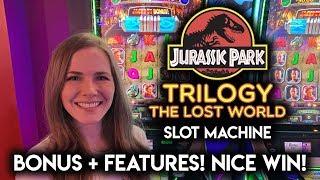 GREAT RUN on NEW Jurassic Park Trilogy The Lost World Slot Machine!!