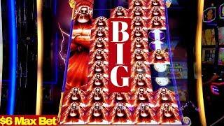 Kronos Unleashed Slot Machine $6 Max Bet BIG WIN | Lightning Respins | Max Bet DANCING DRUMS Slot