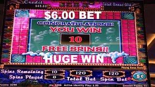 Mystical Mermaid $6.00 Bet with Bonus Free Spins and HUGE WIN Slot Machine Live Play