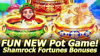 Shamrock Fortunes Slot Machine - Fun New Pot Game! First Attempt with Live Play and Three Bonuses!