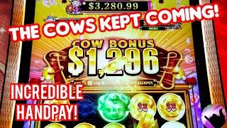 How Many Cows For a JACKPOT?!  HANDPAY + Super Cow Bonus On NEW Coin Combo Slot!