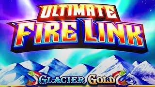 WHOA!  39 FREE GAMES on ULTIMATE FIRE LINK GLACIER GOLD SLOT MACHINE because of a RETRIGGER FRENZY!