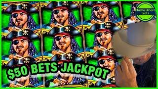 PIRATE SHIP SLOT JACKPOT/ HUGE WIN/ MAX BETS/ $50 BETS/ LIVE SLOT PLAY