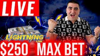 $250 Max Bet LIGHTNING LINK ! Live Stream Slot Play At Harrah's