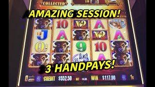 3 HANDPAYS ON BUFFALO GOLD + GAME OF LIFE!