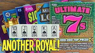 Another ROYAL!  3X $20 Ultimate 7s + $50,000 Poker  $140 TEXAS LOTTERY Scratch Offs