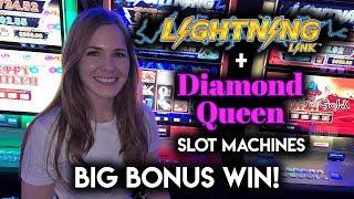 BIG BONUS WIN! Diamond Queen Slot Machine!! Got the Extra Spin at the perfect time!!