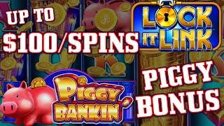 Lock It Link Piggy Bankin'  HIGH LIMIT $50 BONUS ROUND Slot Machine Casino
