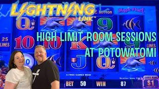 JACKPOT HANDPAYS in the HIGH LIMIT ROOM AT POTOWATOMI! LIGHTNING LINK!!