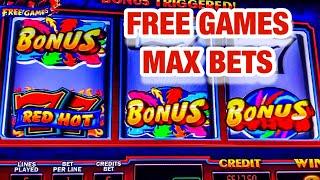 TRIPLE RED HOT 7’s SLOT/ FREE GAMES/ MAX BETS
