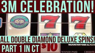 Old School Slots Presents 3 Million Views Celebration All Double Diamond Deluxe Spins In All Denoms!