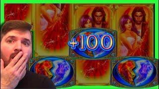 I CANT BELIEVE I LANDED +100 SPINS! MASSIVE SLOT MACHINE WIN on Fallen Angels W/ SDGuy1234