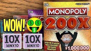 **BIG WIN!**  WOW! 7X WINS!  NEW MONOPOLY TICKETS!  $100 in TX Lottery Scratch Offs