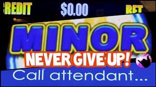 Never Give Up!  Wager Saver Minor Jackpot on Dollar Storm + Handpay on Dragon Cash!