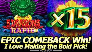 EPIC COMEBACK Win in 5 Dragons Rapid Slot Machine at Red Rock Casino in Las Vegas!