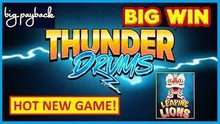 ENHANCED BONUS on Thunder Drums Leaping Lions Slot - BIG WIN!