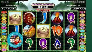 Free  T REX DINOSAUR Slot Machine GAMEPLAY By RTG   PlaySlots4RealMoney