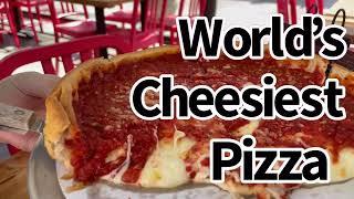 World's Cheesiest Pizza from Giordano's Las Vegas - Look at that stretch!