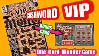 Two Card Wonder Game....Cashword V.I.P..Merry Christmas Scratchcards