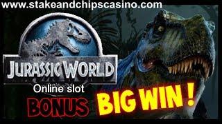 JURASSIC WORLD SLOT - BIG WIN !! • CASINO BONUS ROUND !! from Live stream