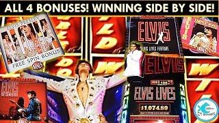 NEW! *FIRST LOOK* ELVIS LIVES! Slot Machine - All 4 Bonuses! BIG WIN!