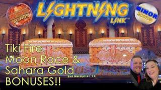 LIGHTNING LINK BONUSES | Tiki Fire, Sahara Gold & Moon Race
