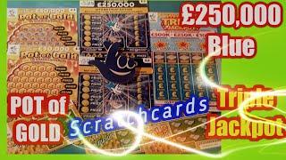 Scratchcards.Pot of Gold..£250,000 BirthdayTriple JackpotLucky NumbersGold Tripler