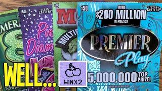 $120/TICKETS!  WINS! $50 Premier Play **NEW** Emerald 8s  Pink Diamond 7s  TX Lottery Scratch Off