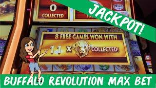 BUFFALO REVOLUTION MAX BET  JACKPOT!  STARTED FREE GAMES WITH 11 BUFFALO HEADS! TARZAN GRAND