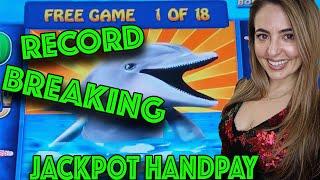 RECORD BREAKING 18 GAMES! HANDPAY on High Limit Magic Pearl in Las Vegas!