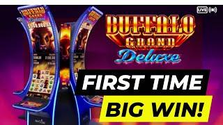 FIRST TIME Playing the NEW Buffalo Grand DELUXE Slot in Vegas and we KILLED IT!