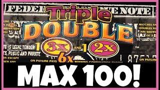 TRIPLE DOUBLE 3x 2x DOLLAR SLOT MACHINE  100 SPINS @ MAX BET   WHAT'S MY PAYBACK %