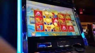 Aristocrat Dragon Emperor - live play - shuffle feature slot bonus win - 2c denom