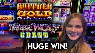 HUGE WIN! Timberwolf Grand Slot Machine! 20 Free Games!!