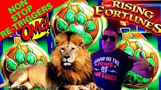 Non Stop RE-TRIGGERS On Sunset King Slot Machine & Rising Fortunes Slot Machine BIG WIN